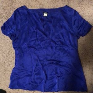 Jcrew blue silk shirt sleeve blouse